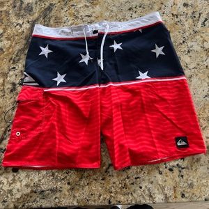 Quicksilver Red White and Blue American Flag Men’s Swimsuit